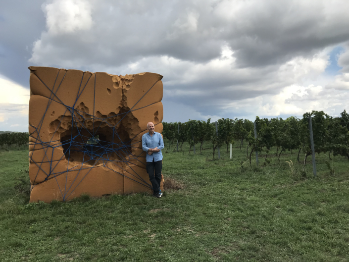 Josef Trattners Kubus in einem Weinberg des Weinguts Liechtenstein, Herrenbaumgarten 2022